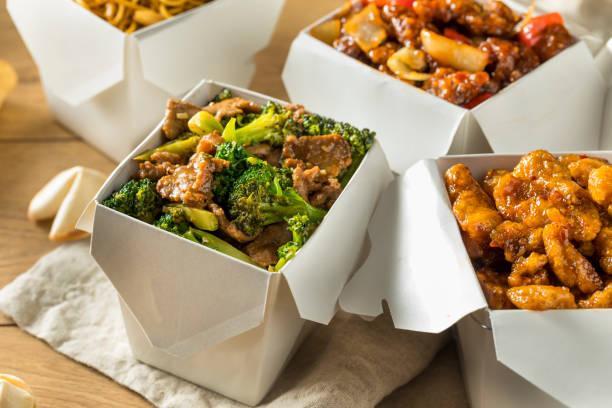 Chinese takeout boxes used for food